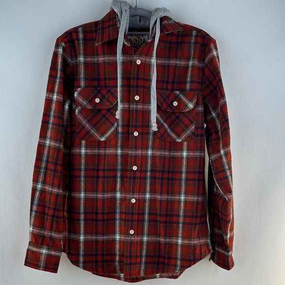 Free Planet Tops - Free Planet Flannel Hoodie Button Down Shirt